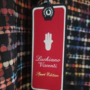 Luchiano Visconti Italian Designer Vibrant Checkered Men's Shirt, NWT!!